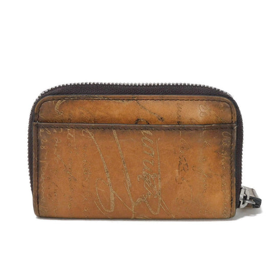 Berluti Key case Key holder  Venice Calfskin Leather Brown Calligraphy Koto Scrit Leather Zip Keychain
