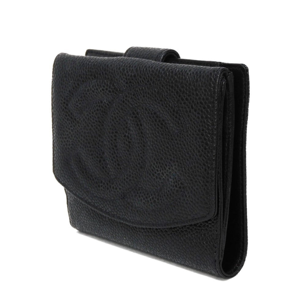 CHANEL Bifold Wallet A01427 Caviar skin black Big Coco Small flap wallet