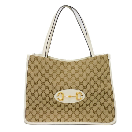 GUCCI Tote Bag 623694 1U10G 9761 GG canvas x calf leather beige GG canvas Horsebit 1955 Tote