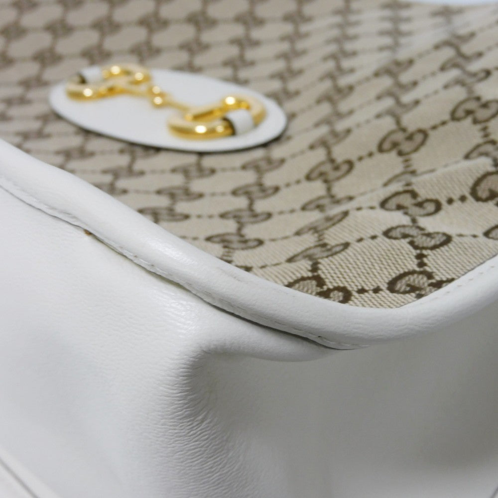 GUCCI Tote Bag 623694 1U10G 9761 GG canvas x calf leather beige GG canvas Horsebit 1955 Tote