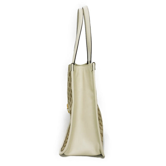 GUCCI Tote Bag 623694 1U10G 9761 GG canvas x calf leather beige GG canvas Horsebit 1955 Tote