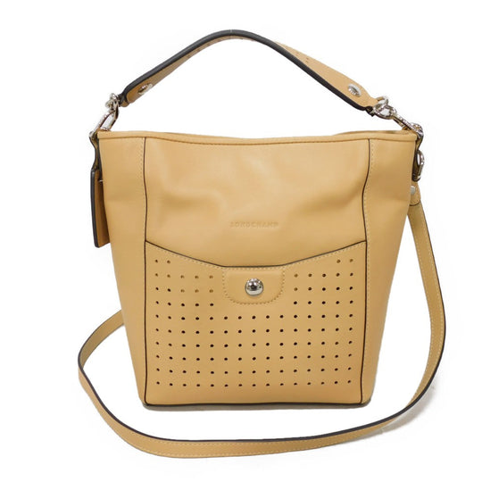 Longchamp Handbag 10080883005 Calfskin Camel logo Small Mademoiselle Bucket Bag