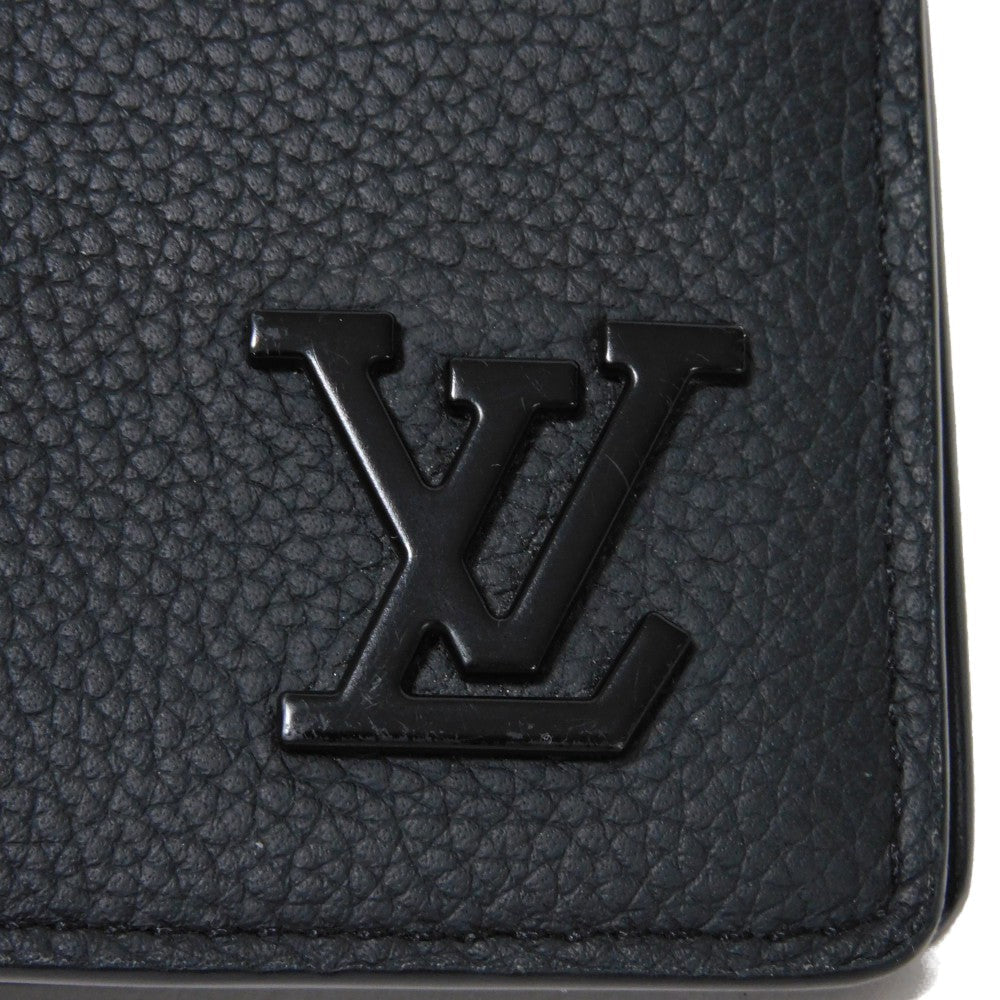 LOUIS VUITTON Long Wallet Purse M69980 Grain leather Noir Aerogram Portefeuille Blaza NM