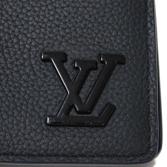 LOUIS VUITTON Long Wallet Purse M69980 Grain leather Noir Aerogram Portefeuille Blaza NM