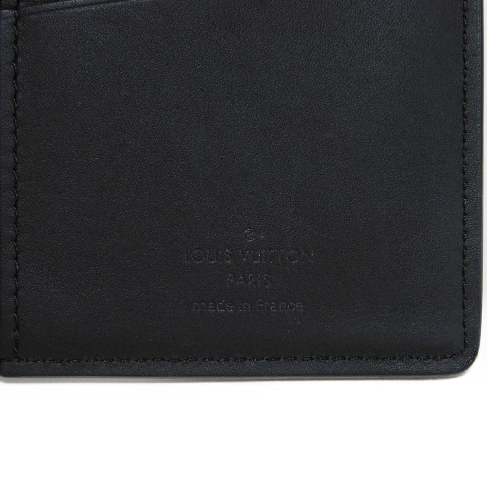 LOUIS VUITTON Long Wallet Purse M69980 Grain leather Noir Aerogram Portefeuille Blaza NM