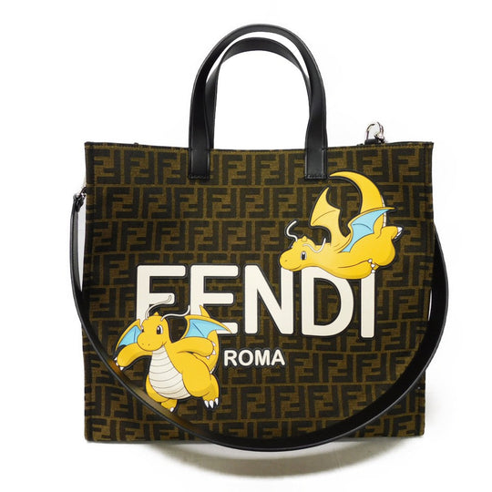 FENDI Tote Bag 8BH357 AR1X F1NPJ canvas khaki Fragment Pokemon Dragonite Sunshine Tote