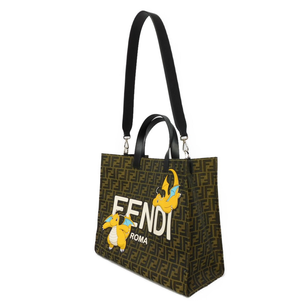 FENDI Tote Bag 8BH357 AR1X F1NPJ canvas khaki Fragment Pokemon Dragonite Sunshine Tote