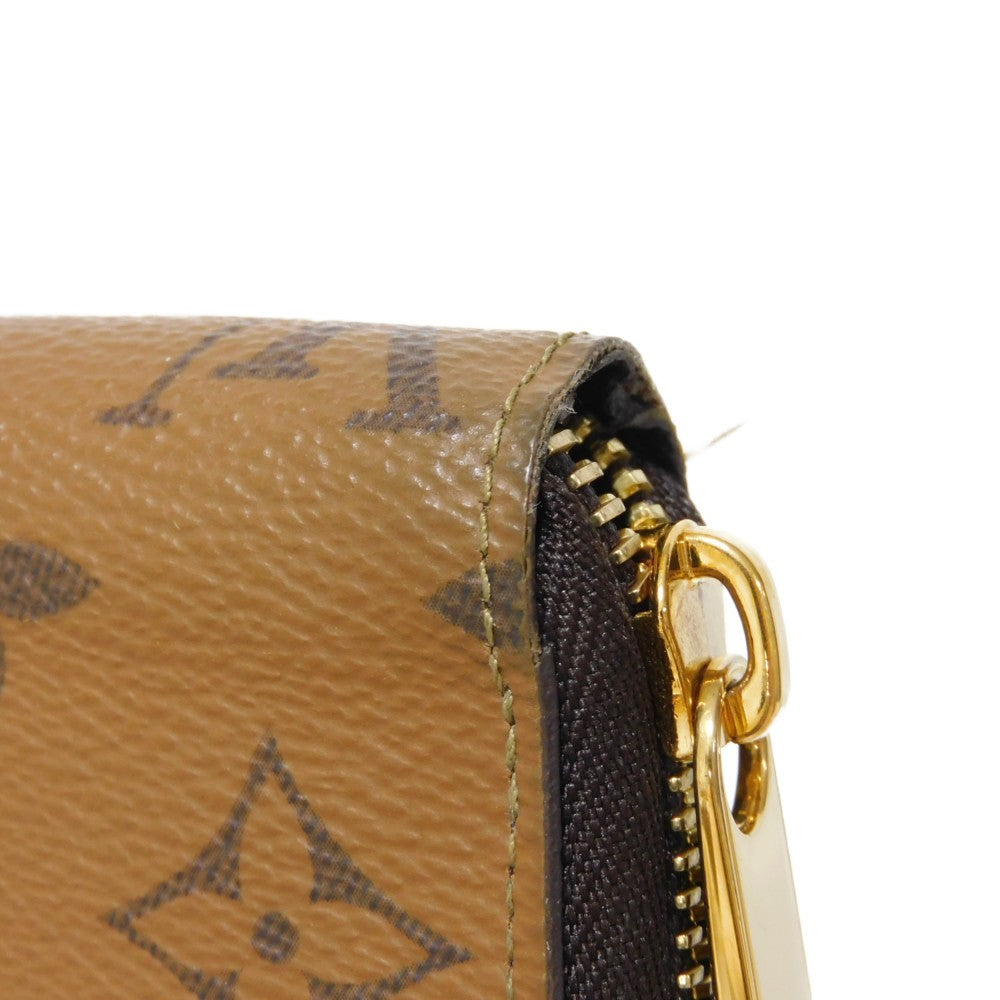 LOUIS VUITTON Long Wallet Purse M82444 Monogram Reverse Canvas x Grained Leather Brown x noir Monogram reverse Zippy wallet