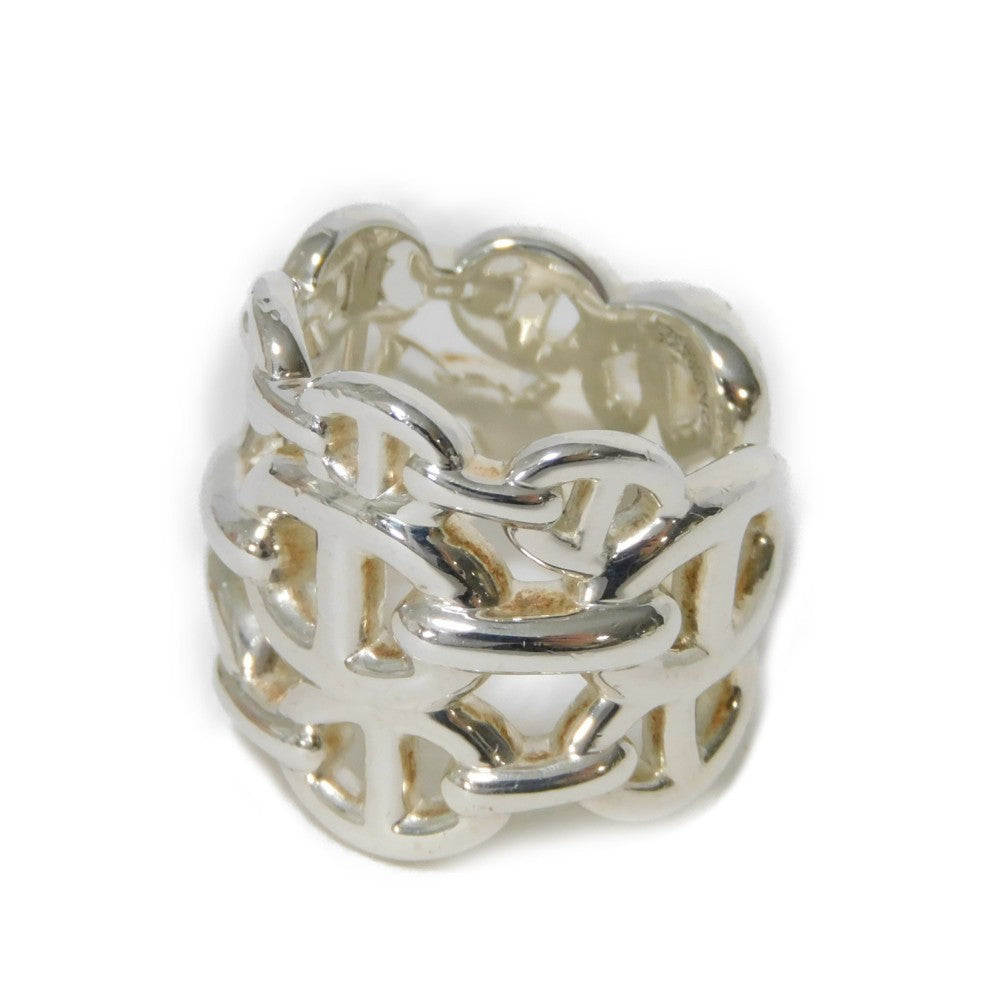 HERMES Ring Ag925 Silver Anchor Chain Chene Dunkle Enchane GM
