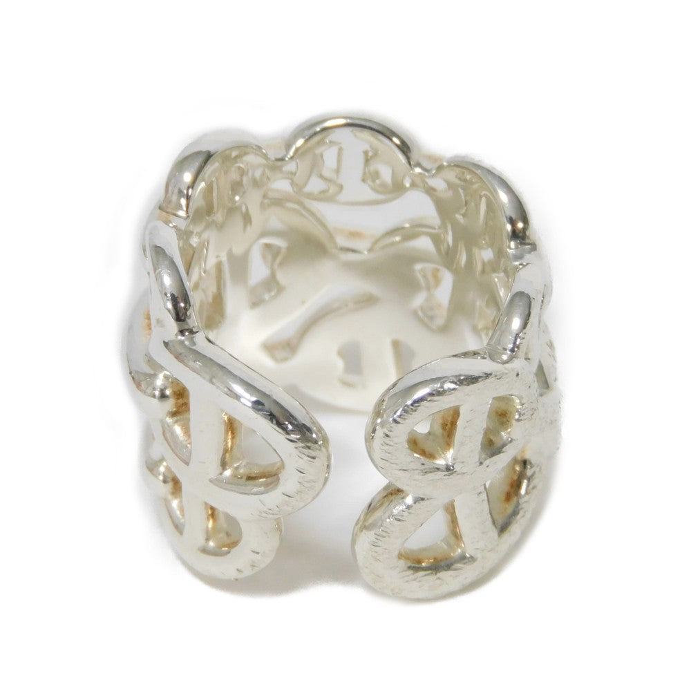 HERMES Ring Ag925 Silver Anchor Chain Chene Dunkle Enchane GM