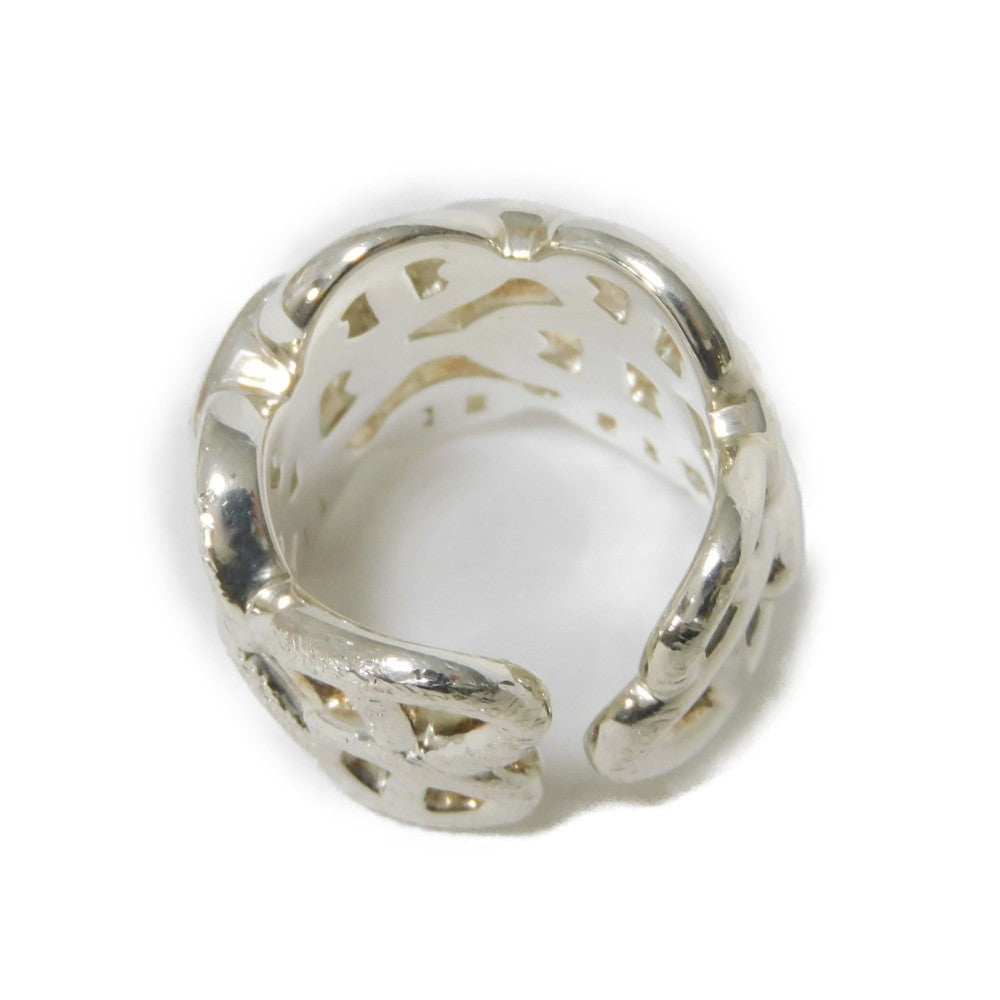 HERMES Ring Ag925 Silver Anchor Chain Chene Dunkle Enchane GM