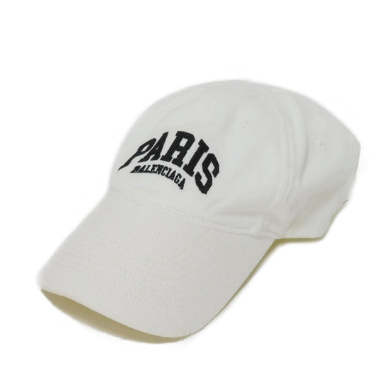 BALENCIAGA hat 680748 410B2 cotton white PARIS embroidery Cities Paris logo baseball cap
