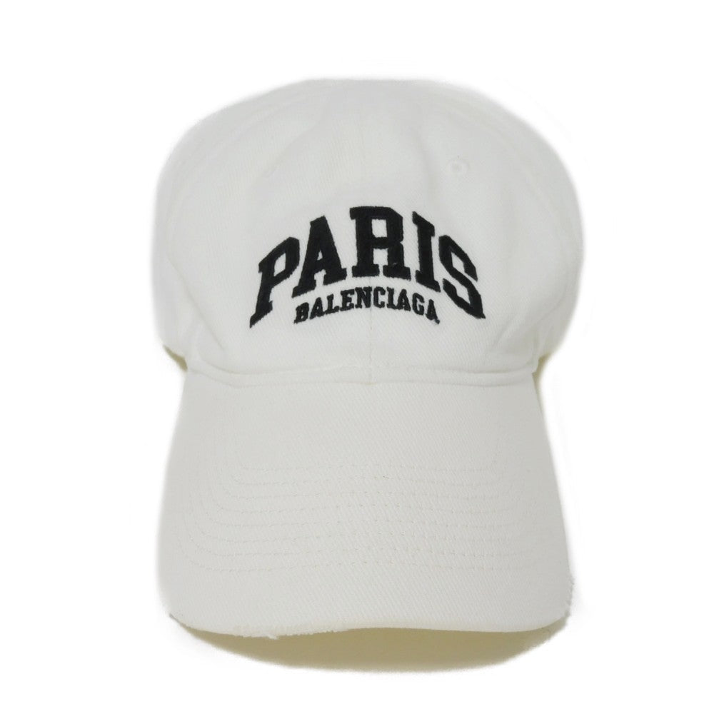 BALENCIAGA hat 680748 410B2 cotton white PARIS embroidery Cities Paris logo baseball cap