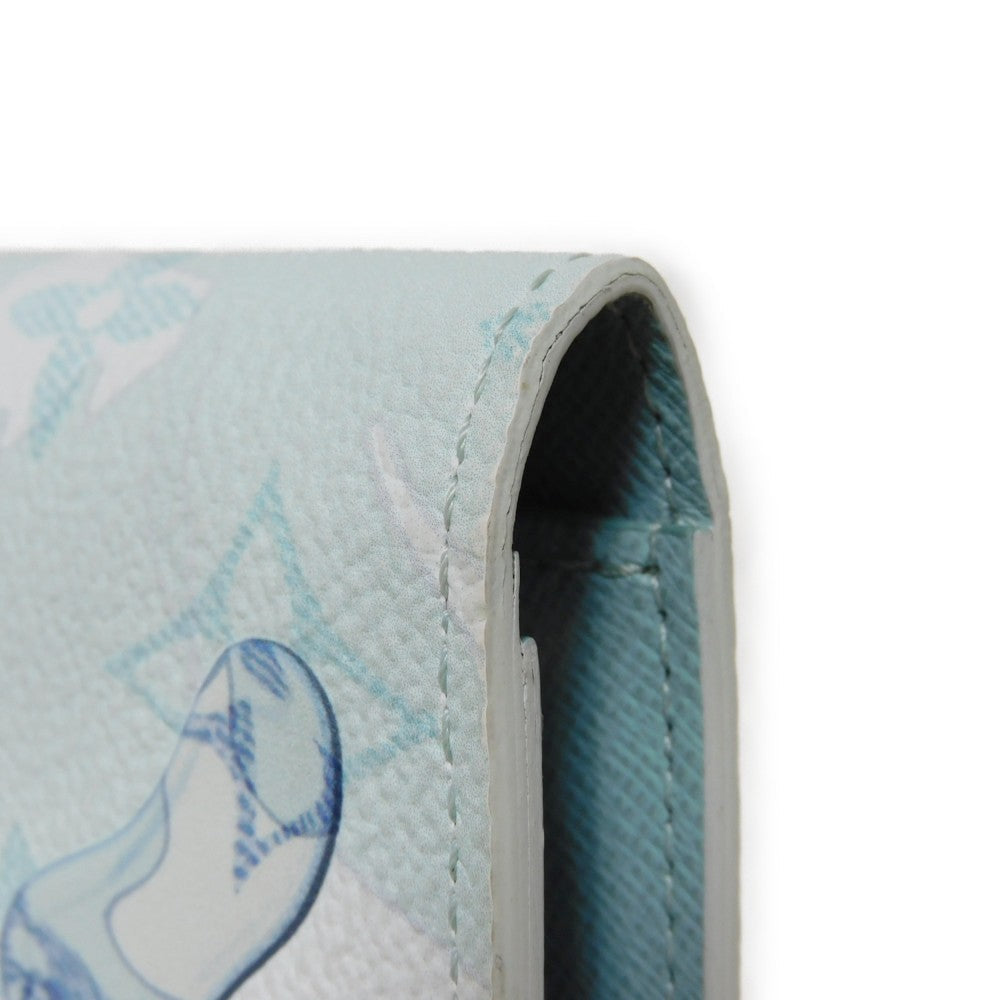 LOUIS VUITTON Long Wallet Purse M82306 Monogram Aqua Garden Canvas Crystal blue monogram aqua garden Portefeuille Braza