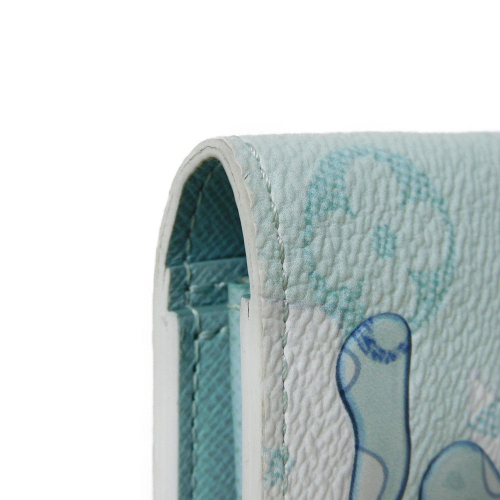 LOUIS VUITTON Long Wallet Purse M82306 Monogram Aqua Garden Canvas Crystal blue monogram aqua garden Portefeuille Braza
