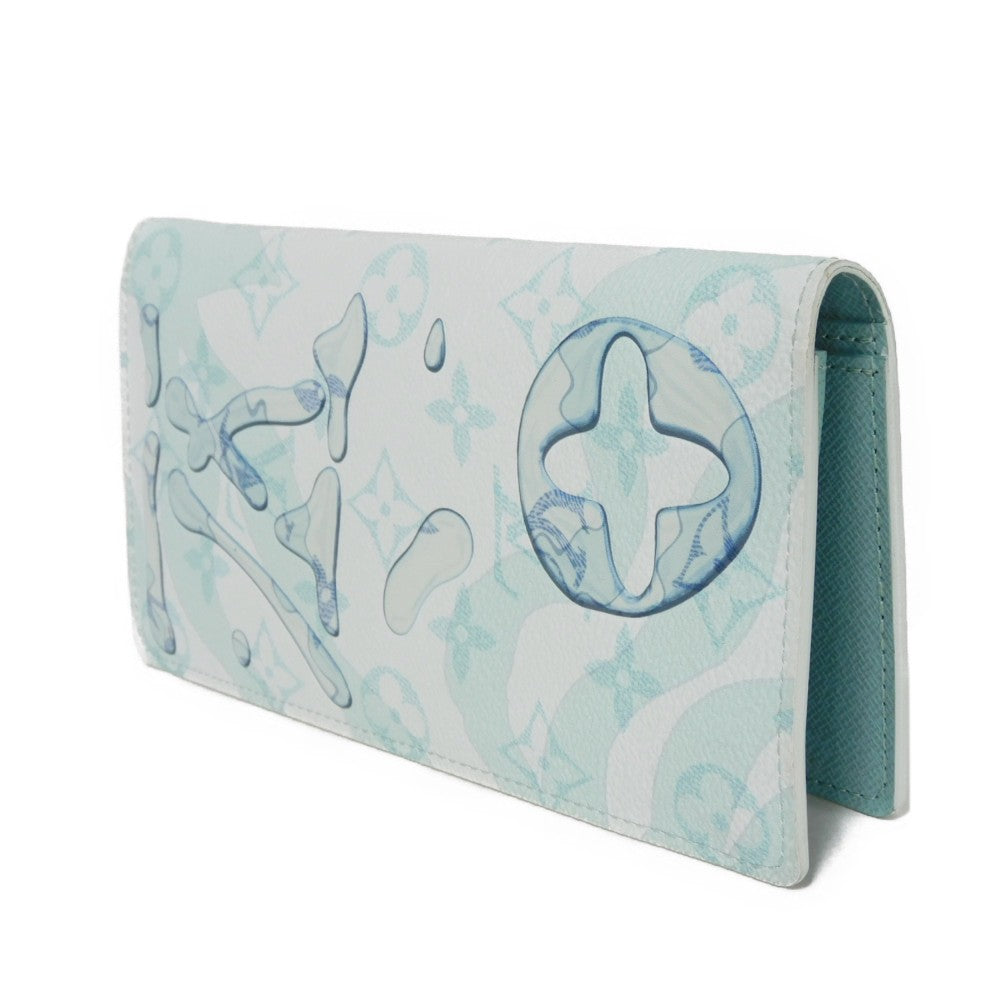 LOUIS VUITTON Long Wallet Purse M82306 Monogram Aqua Garden Canvas Crystal blue monogram aqua garden Portefeuille Braza