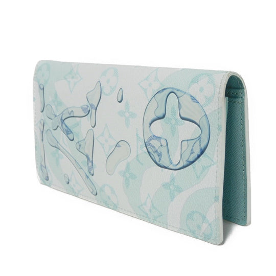 LOUIS VUITTON Long Wallet Purse M82306 Monogram Aqua Garden Canvas Crystal blue monogram aqua garden Portefeuille Braza
