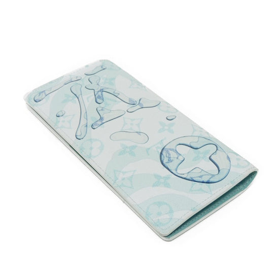 LOUIS VUITTON Long Wallet Purse M82306 Monogram Aqua Garden Canvas Crystal blue monogram aqua garden Portefeuille Braza