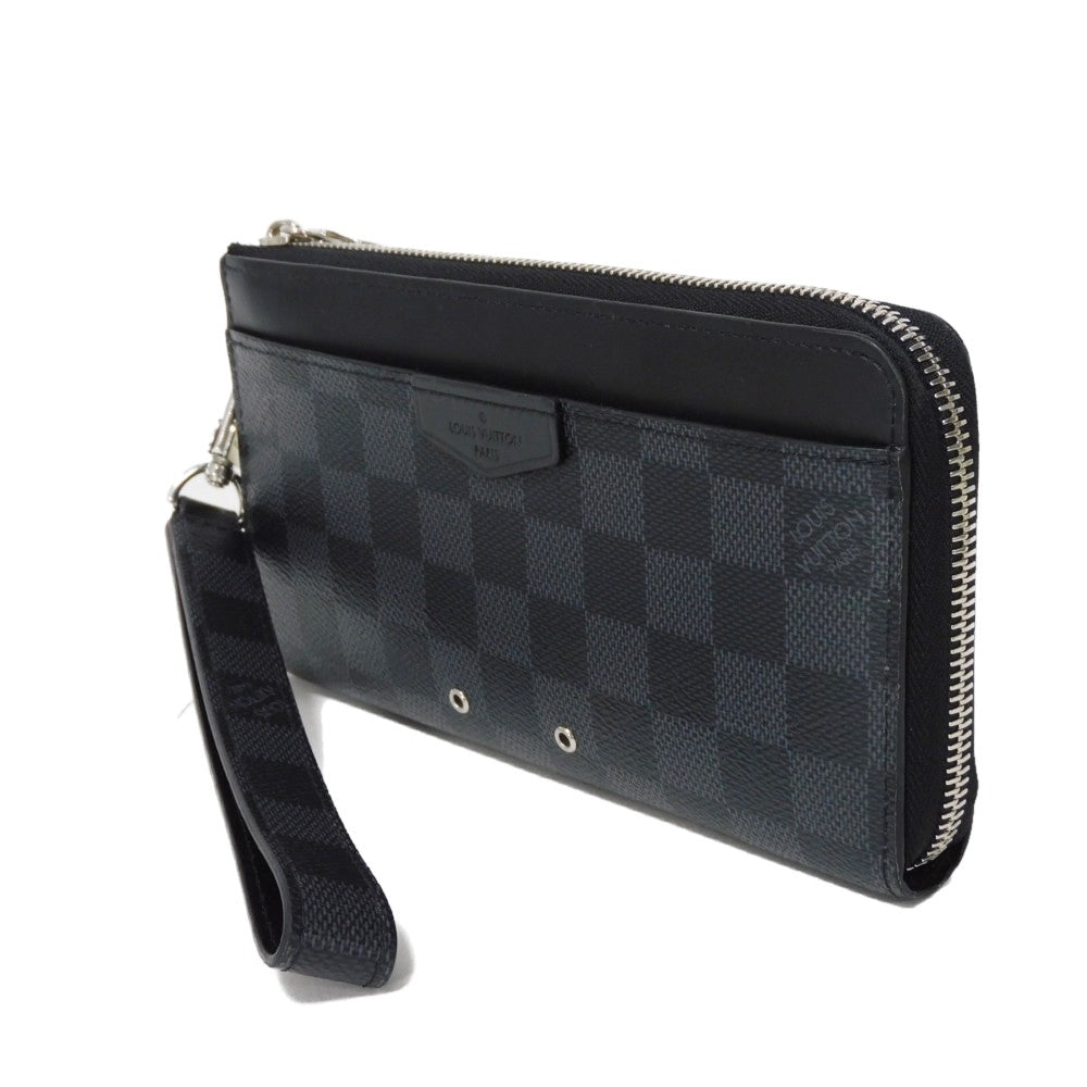 LOUIS VUITTON Long Wallet Purse N60379 Damier Graphite canvas x cowhide leather Noir Damier Graphite Zippy dragonne