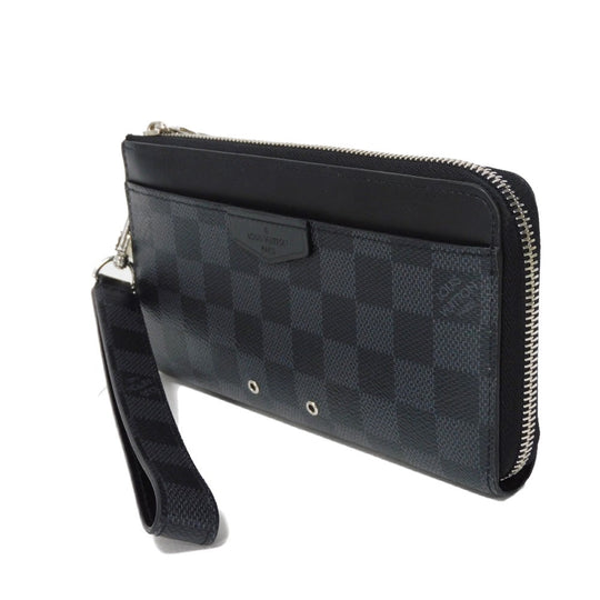 LOUIS VUITTON Long Wallet Purse N60379 Damier Graphite canvas x cowhide leather Noir Damier Graphite Zippy dragonne