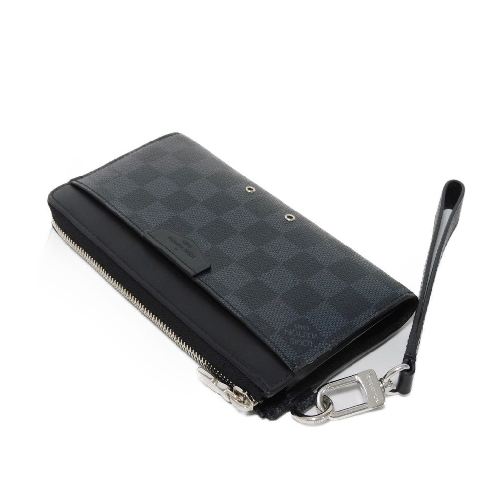 LOUIS VUITTON Long Wallet Purse N60379 Damier Graphite canvas x cowhide leather Noir Damier Graphite Zippy dragonne