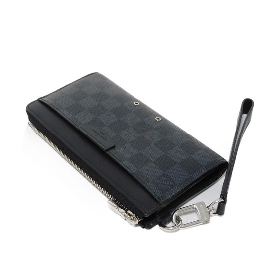LOUIS VUITTON Long Wallet Purse N60379 Damier Graphite canvas x cowhide leather Noir Damier Graphite Zippy dragonne