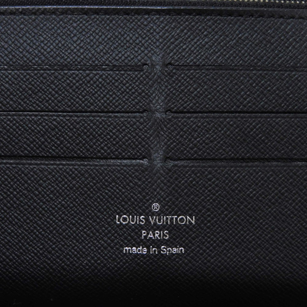 LOUIS VUITTON Long Wallet Purse M30056 Taiga leather (stamped) Noir Taiga Zippy Organizer NM