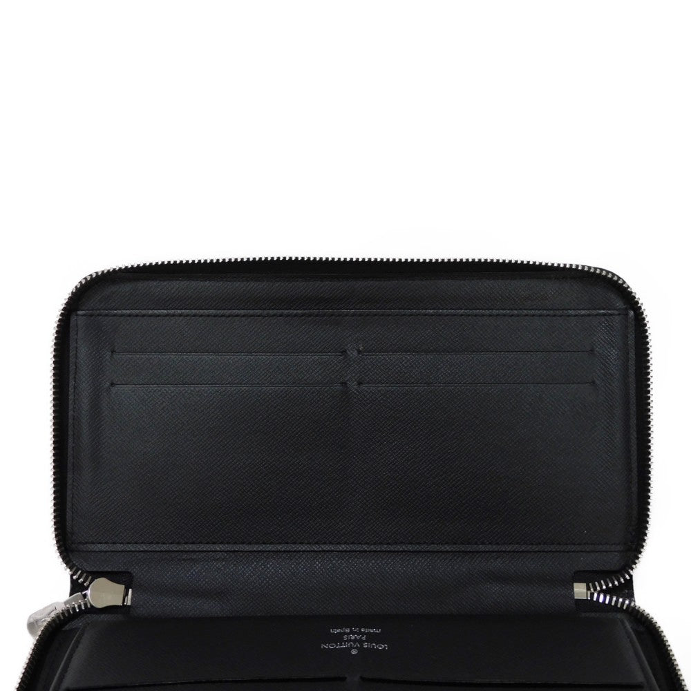 LOUIS VUITTON Long Wallet Purse M30056 Taiga leather (stamped) Noir Taiga Zippy Organizer NM