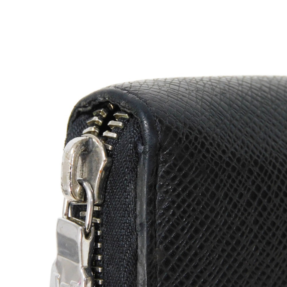 LOUIS VUITTON Long Wallet Purse M30056 Taiga leather (stamped) Noir Taiga Zippy Organizer NM