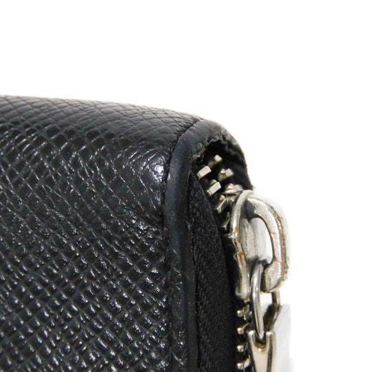 LOUIS VUITTON Long Wallet Purse M30056 Taiga leather (stamped) Noir Taiga Zippy Organizer NM