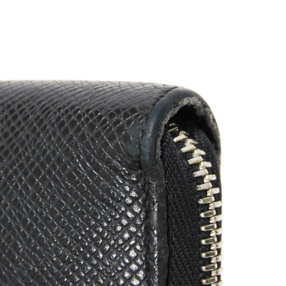 LOUIS VUITTON Long Wallet Purse M30056 Taiga leather (stamped) Noir Taiga Zippy Organizer NM