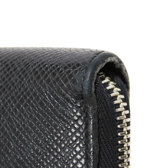 LOUIS VUITTON Long Wallet Purse M30056 Taiga leather (stamped) Noir Taiga Zippy Organizer NM