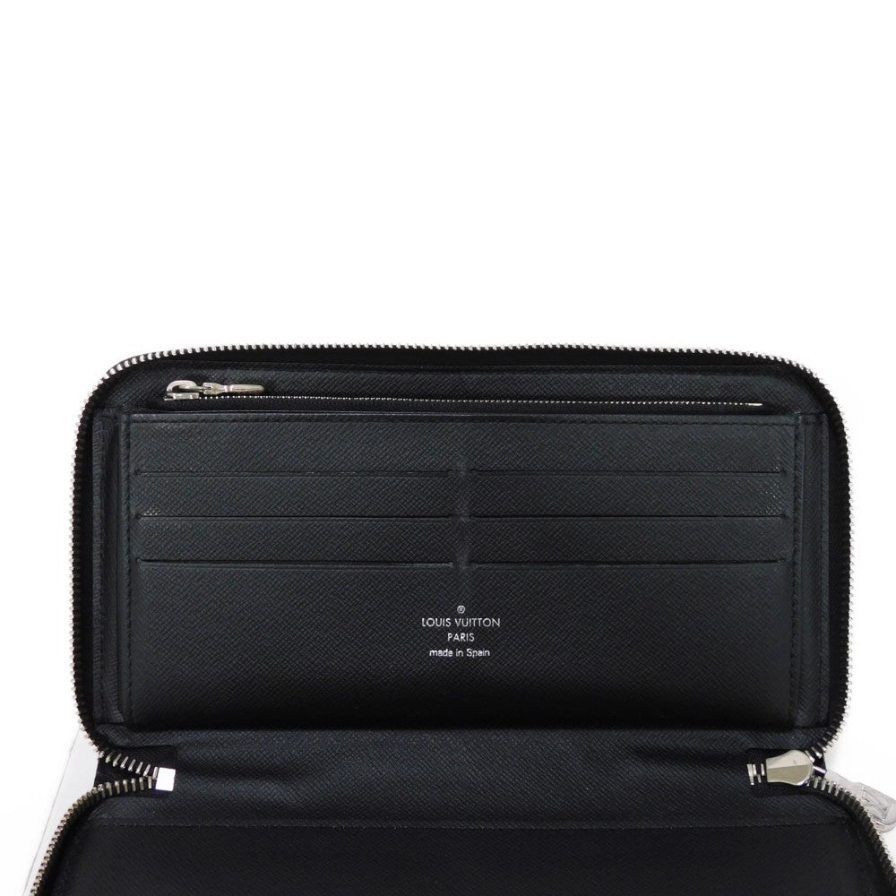 LOUIS VUITTON Long Wallet Purse M30056 Taiga leather (stamped) Noir Taiga Zippy Organizer NM