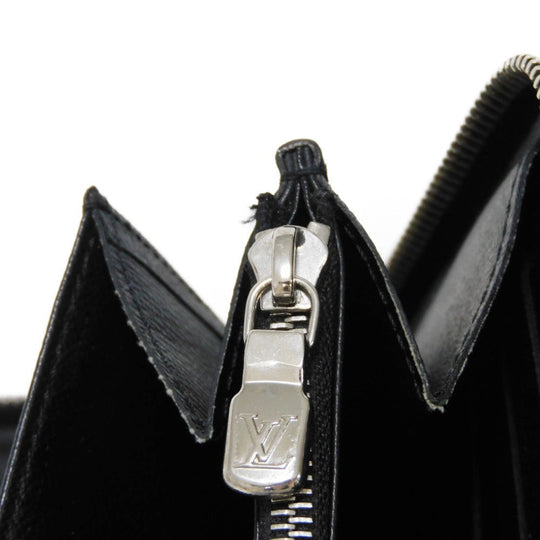 LOUIS VUITTON Long Wallet Purse M30056 Taiga leather (stamped) Noir Taiga Zippy Organizer NM