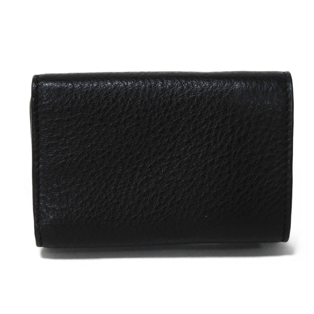 BALENCIAGA Tri-fold wallet 391446 DLQ0N 1000 Smooth calfskin (embossed) black New logo Paper mini wallet