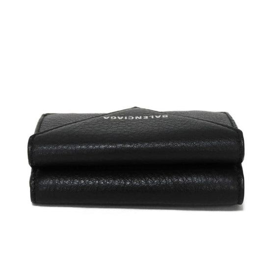 BALENCIAGA Tri-fold wallet 391446 DLQ0N 1000 Smooth calfskin (embossed) black New logo Paper mini wallet