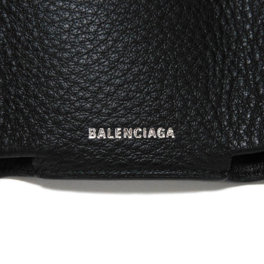 BALENCIAGA Tri-fold wallet 391446 DLQ0N 1000 Smooth calfskin (embossed) black New logo Paper mini wallet