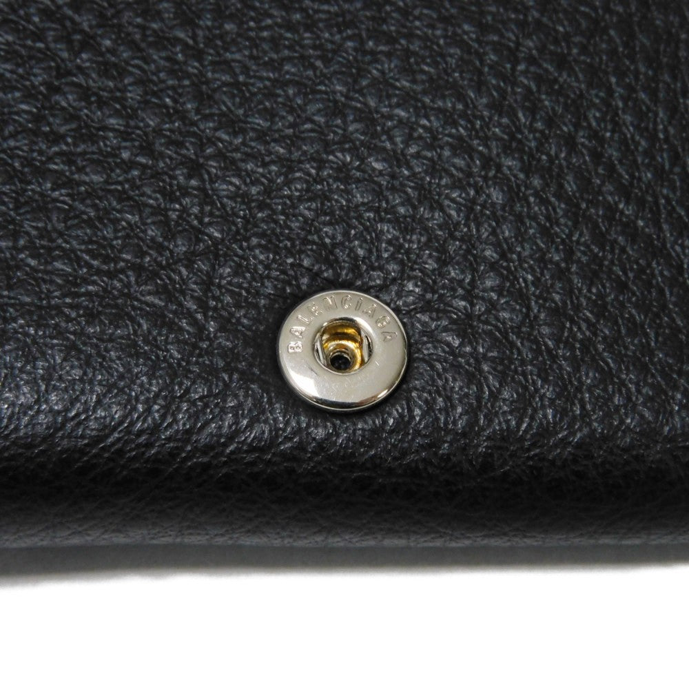 BALENCIAGA Tri-fold wallet 391446 DLQ0N 1000 Smooth calfskin (embossed) black New logo Paper mini wallet