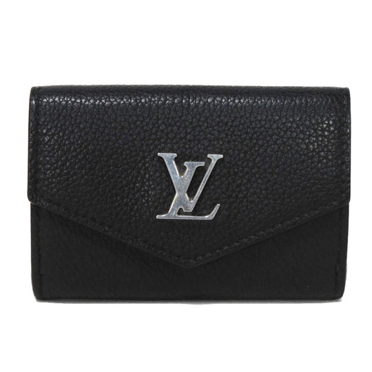 LOUIS VUITTON Tri-fold wallet M63921 Grain calf leather (embossed) Noir LV logo Portefeuille Rock Mini