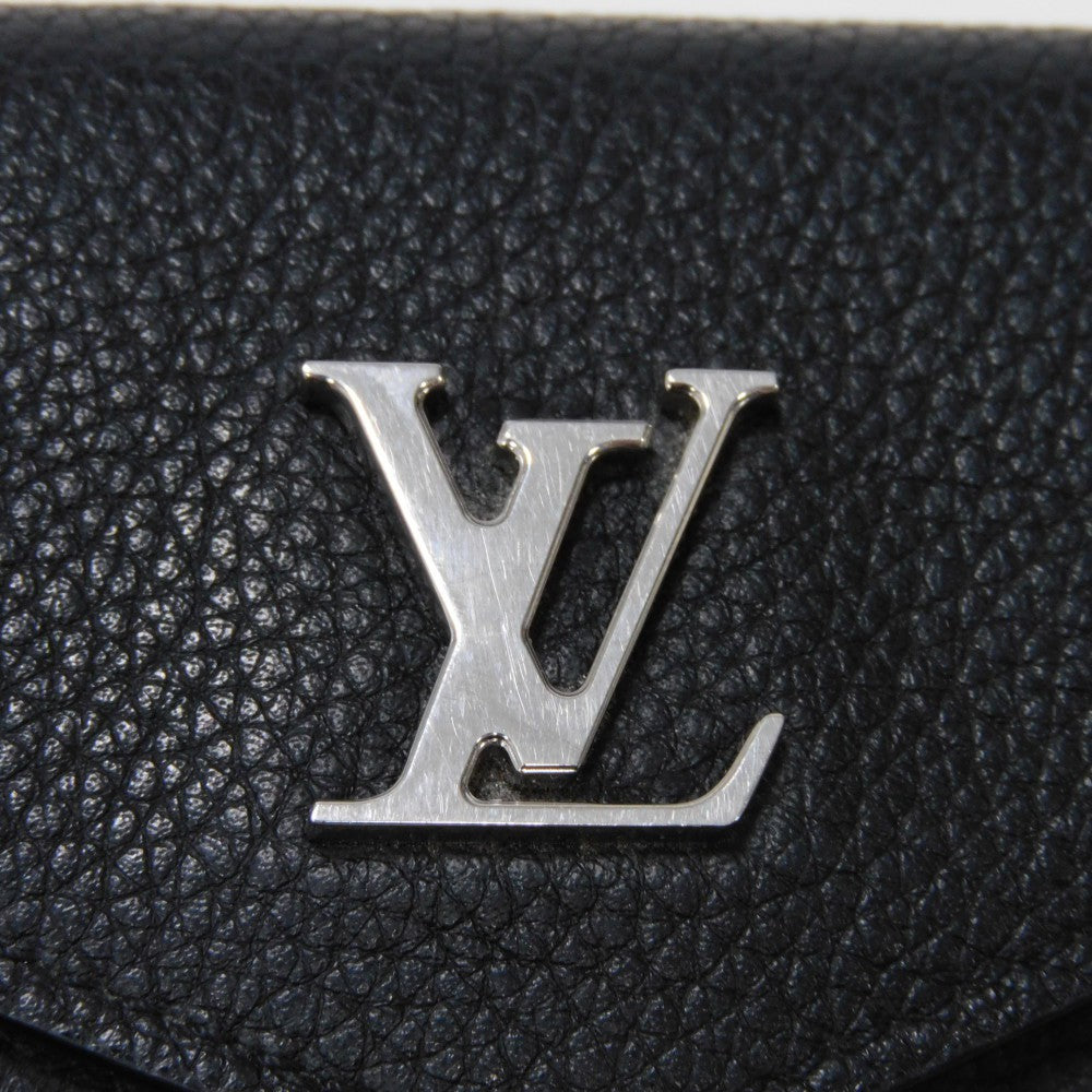 LOUIS VUITTON Tri-fold wallet M63921 Grain calf leather (embossed) Noir LV logo Portefeuille Rock Mini