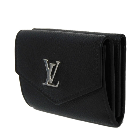LOUIS VUITTON Tri-fold wallet M63921 Grain calf leather (embossed) Noir LV logo Portefeuille Rock Mini