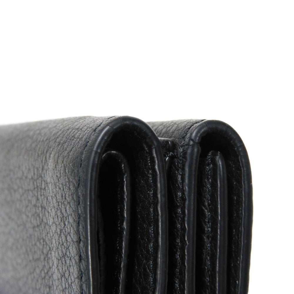 LOUIS VUITTON Tri-fold wallet M63921 Grain calf leather (embossed) Noir LV logo Portefeuille Rock Mini
