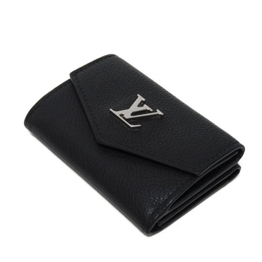 LOUIS VUITTON Tri-fold wallet M63921 Grain calf leather (embossed) Noir LV logo Portefeuille Rock Mini
