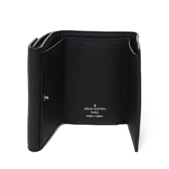 LOUIS VUITTON Tri-fold wallet M63921 Grain calf leather (embossed) Noir LV logo Portefeuille Rock Mini