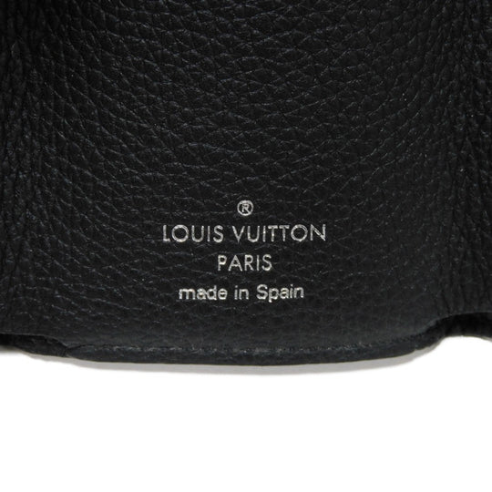 LOUIS VUITTON Tri-fold wallet M63921 Grain calf leather (embossed) Noir LV logo Portefeuille Rock Mini