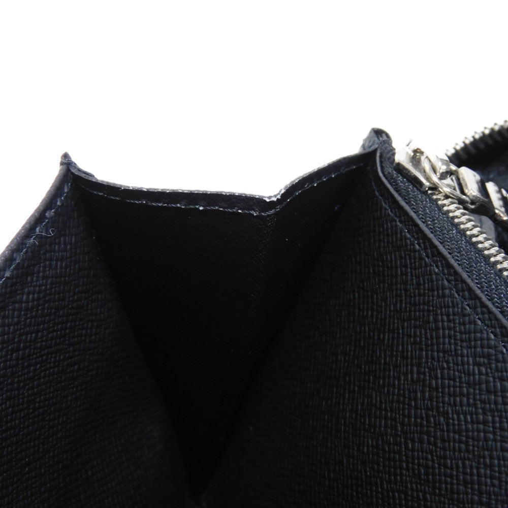 LOUIS VUITTON Long Wallet Purse M30056 Taiga leather (stamped) Noir Taiga Zippy Organizer NM