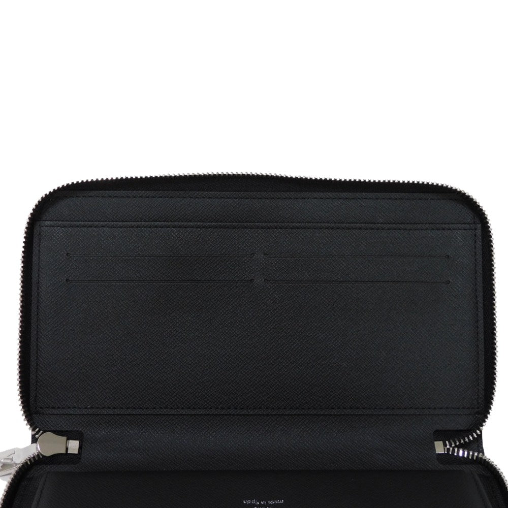 LOUIS VUITTON Long Wallet Purse M30056 Taiga leather (stamped) Noir Taiga Zippy Organizer NM