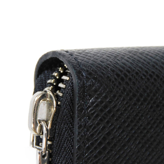 LOUIS VUITTON Long Wallet Purse M30056 Taiga leather (stamped) Noir Taiga Zippy Organizer NM