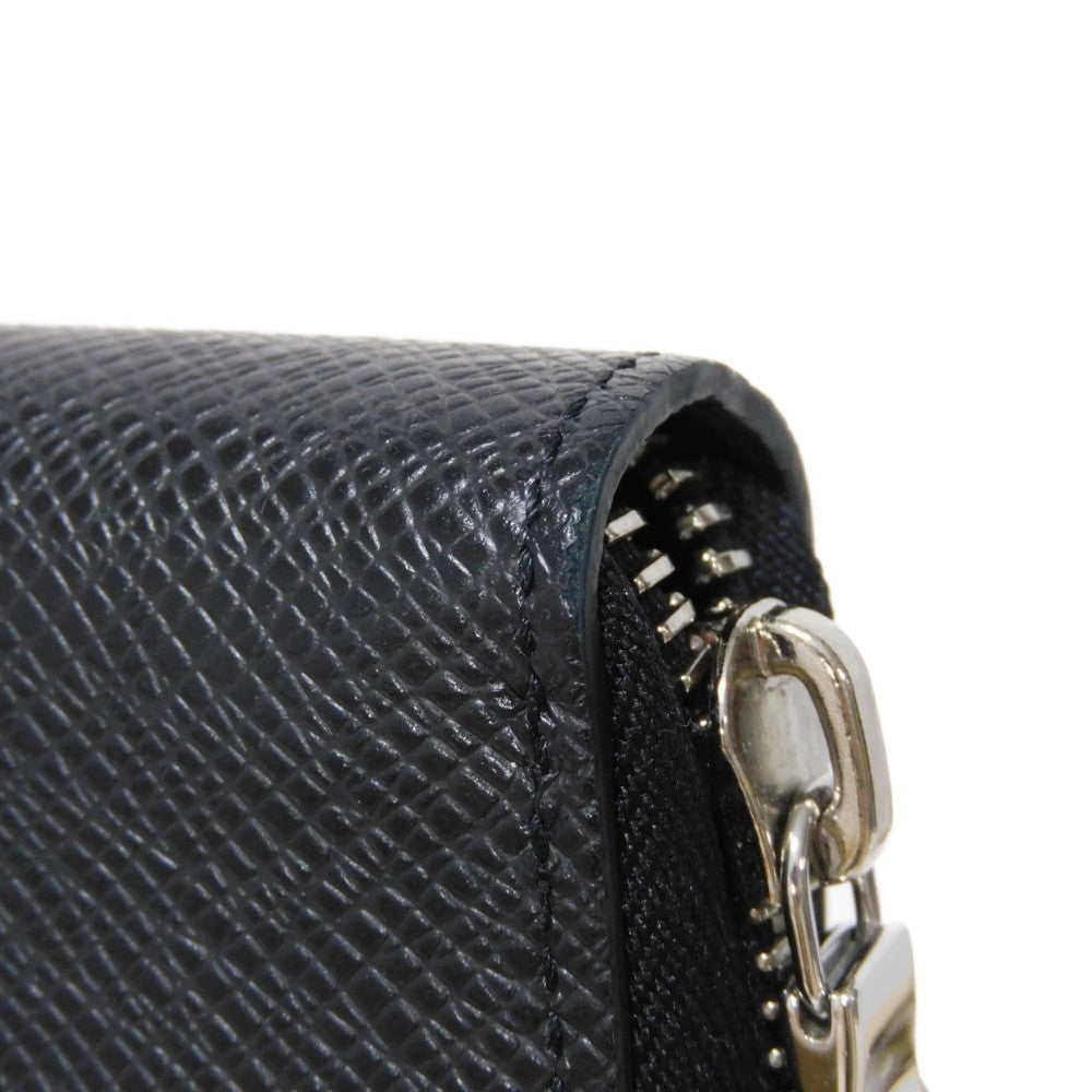 LOUIS VUITTON Long Wallet Purse M30056 Taiga leather (stamped) Noir Taiga Zippy Organizer NM