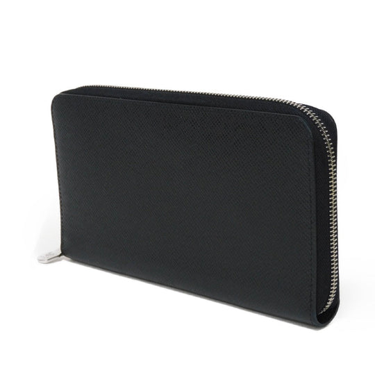 LOUIS VUITTON Long Wallet Purse M30056 Taiga leather (stamped) Noir Taiga Zippy Organizer NM